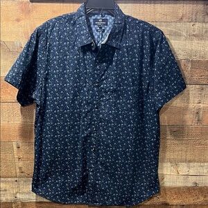 Michael Brandon Dark Blue Floral Men's Shirt size large